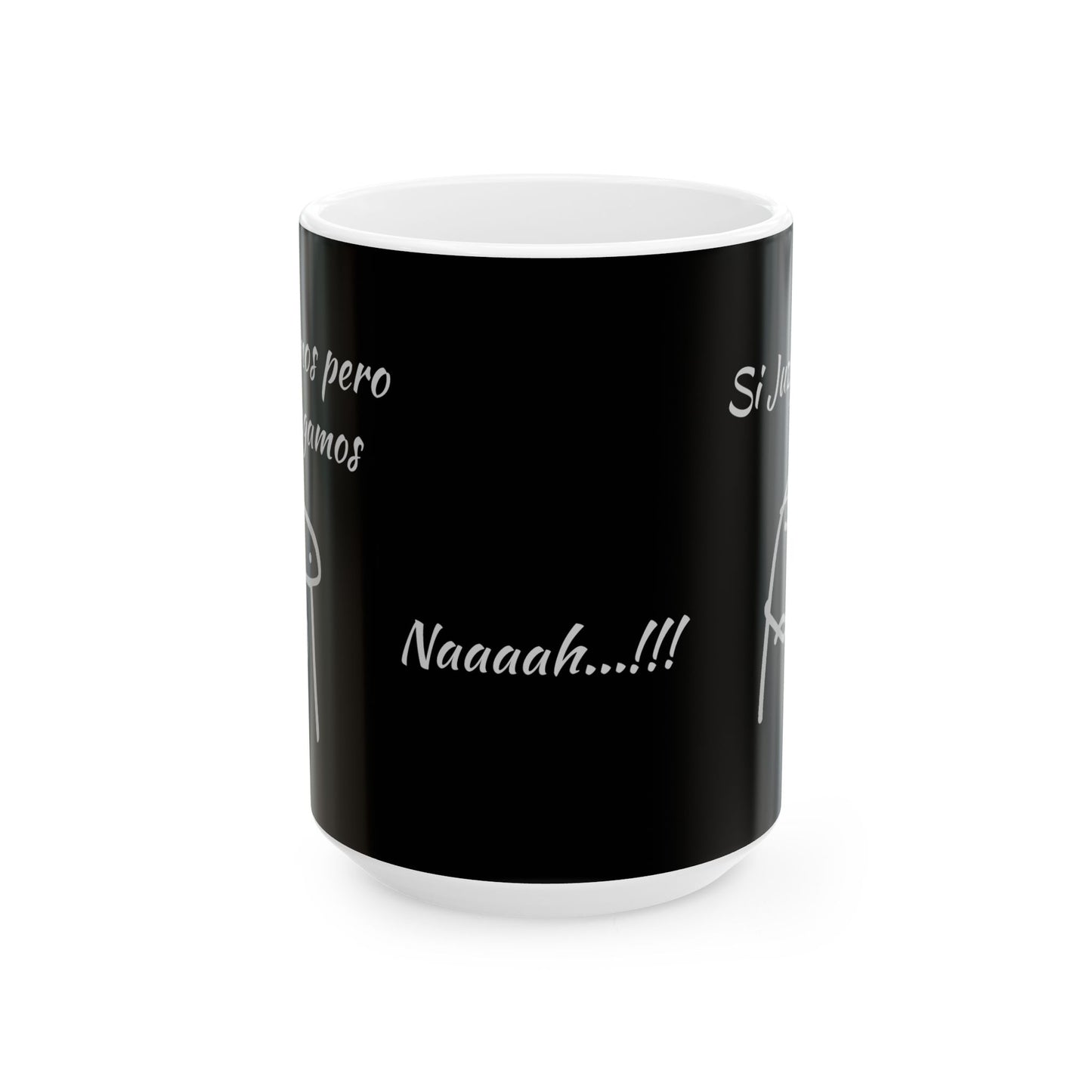 Black Ceramic Coffee Mug, (11oz, 15oz) "Escuchamos pero NO Juzgamos" Flork