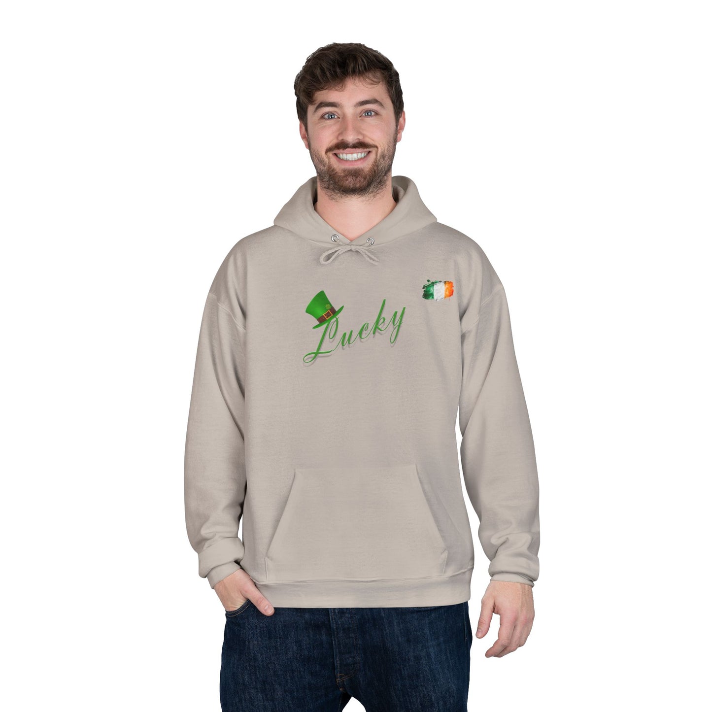 Saint Patrick's Day "Lucky" Ireland Flag Unisex EcoSmartĀ® Pullover Hoodie Sweatshirt