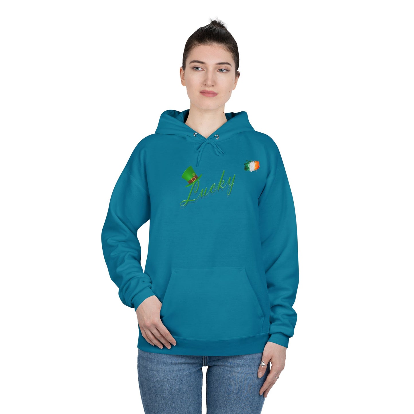 Saint Patrick's Day "Lucky" Ireland Flag Unisex EcoSmartĀ® Pullover Hoodie Sweatshirt