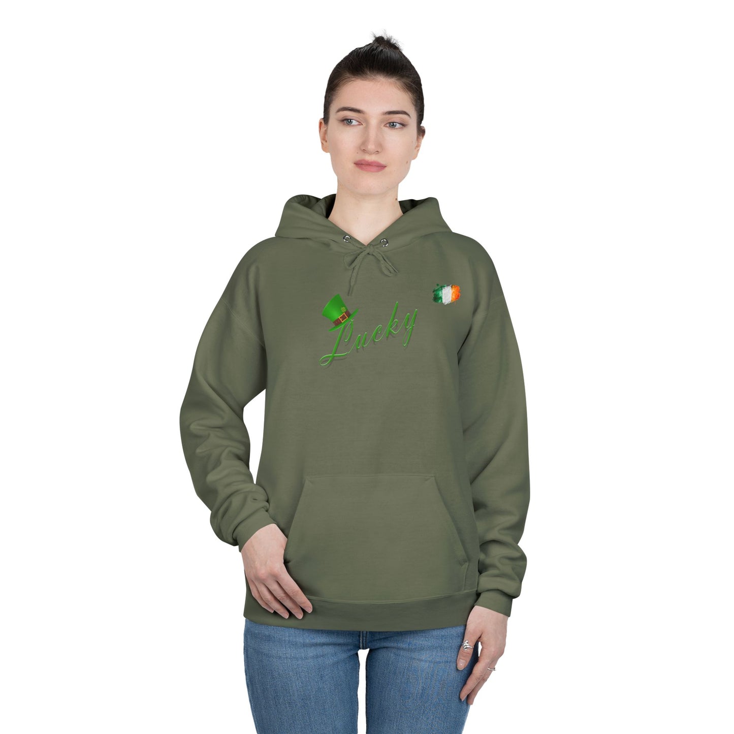 Saint Patrick's Day "Lucky" Ireland Flag Unisex EcoSmartĀ® Pullover Hoodie Sweatshirt