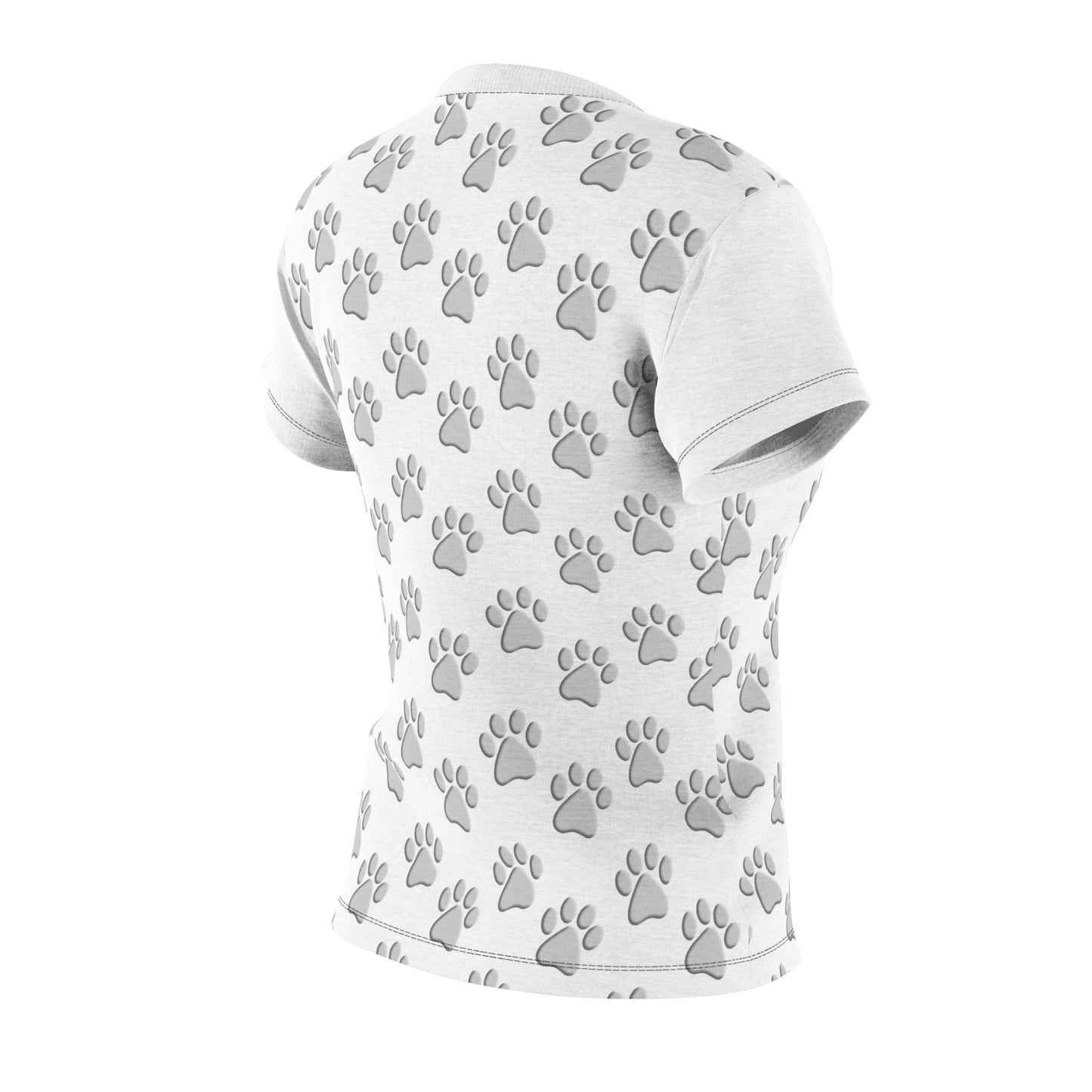 Silver Dog Paw White Women's Cut & Sew Tee (AOP)