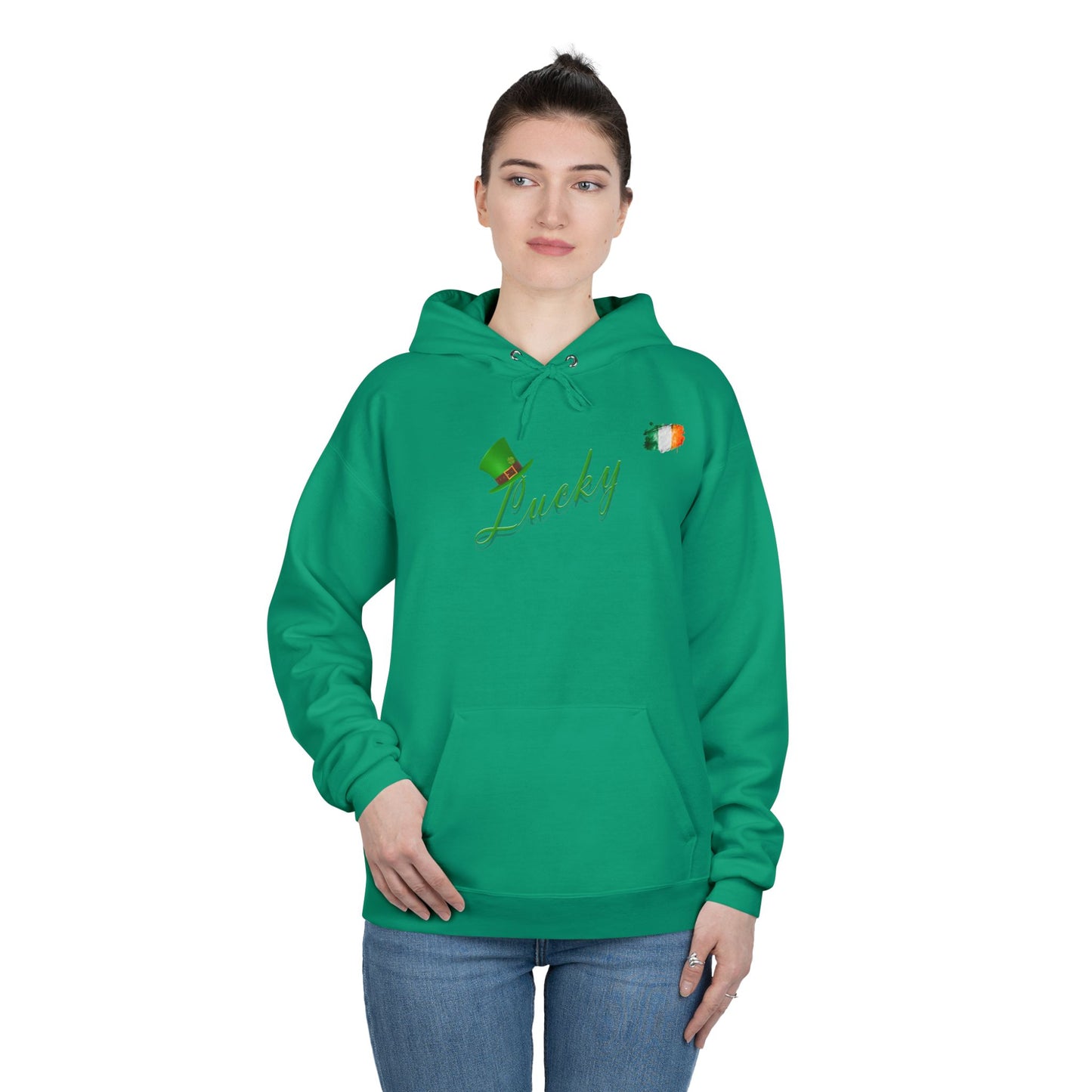 Saint Patrick's Day "Lucky" Ireland Flag Unisex EcoSmartĀ® Pullover Hoodie Sweatshirt