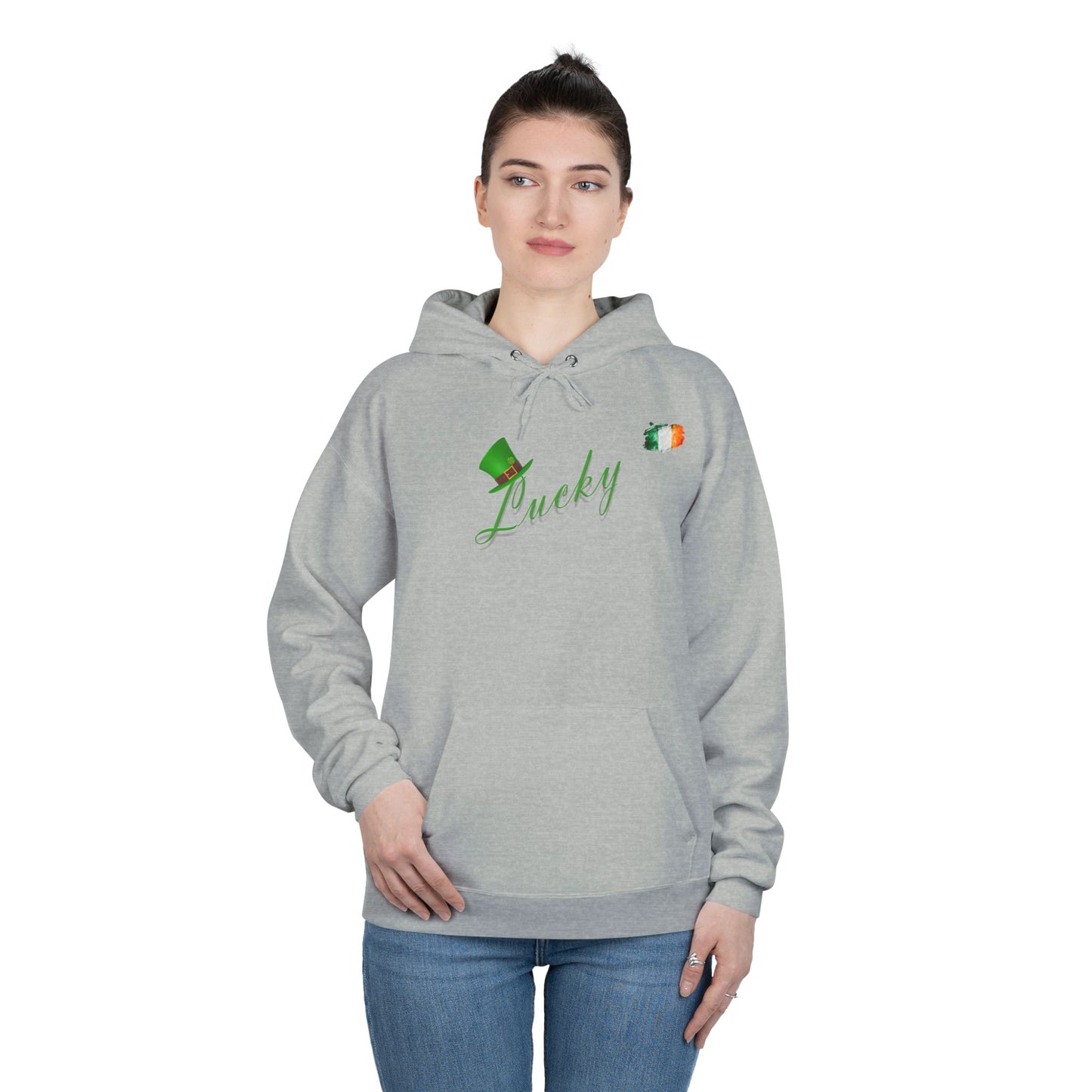 Saint Patrick's Day "Lucky" Ireland Flag Unisex EcoSmartĀ® Pullover Hoodie Sweatshirt