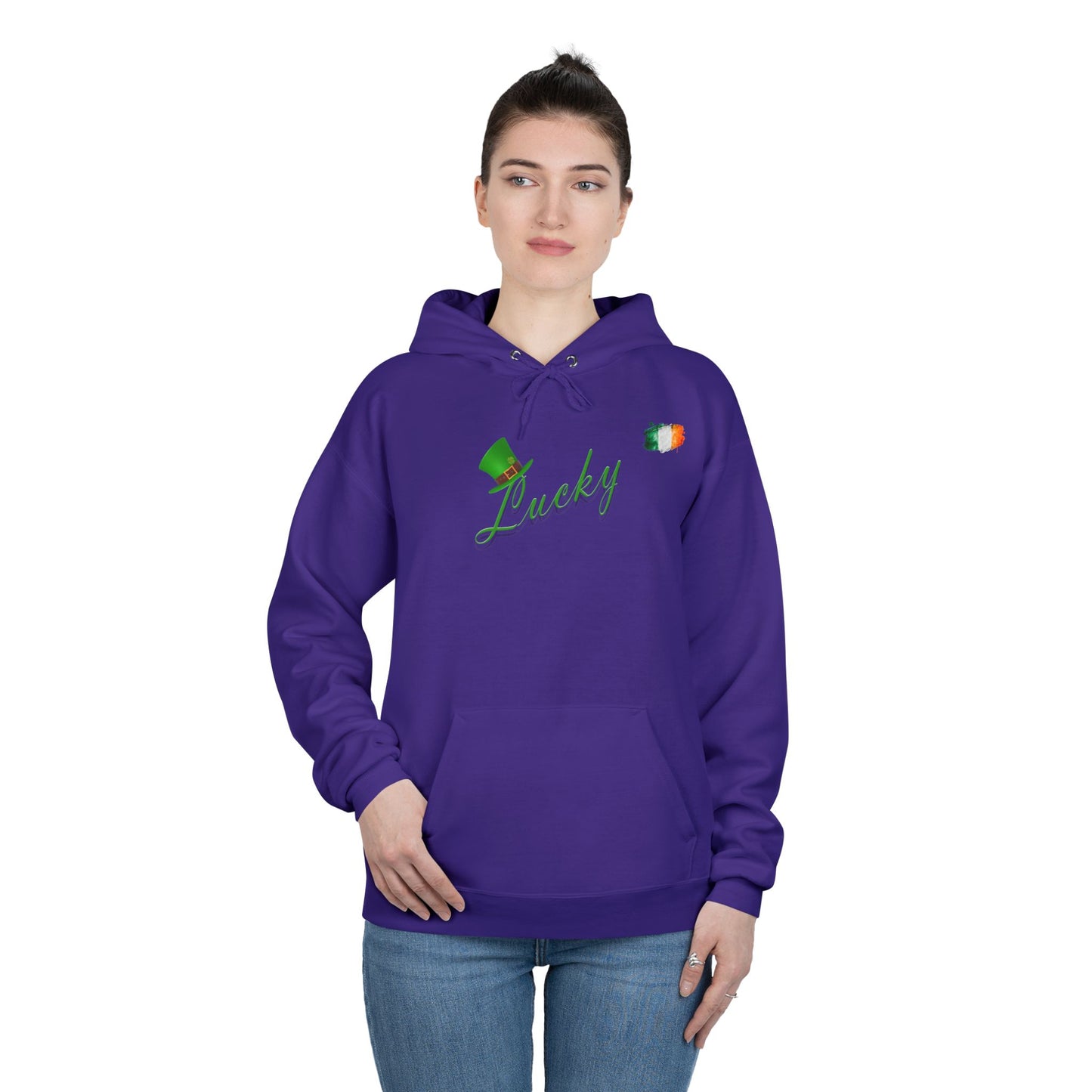 Saint Patrick's Day "Lucky" Ireland Flag Unisex EcoSmartĀ® Pullover Hoodie Sweatshirt