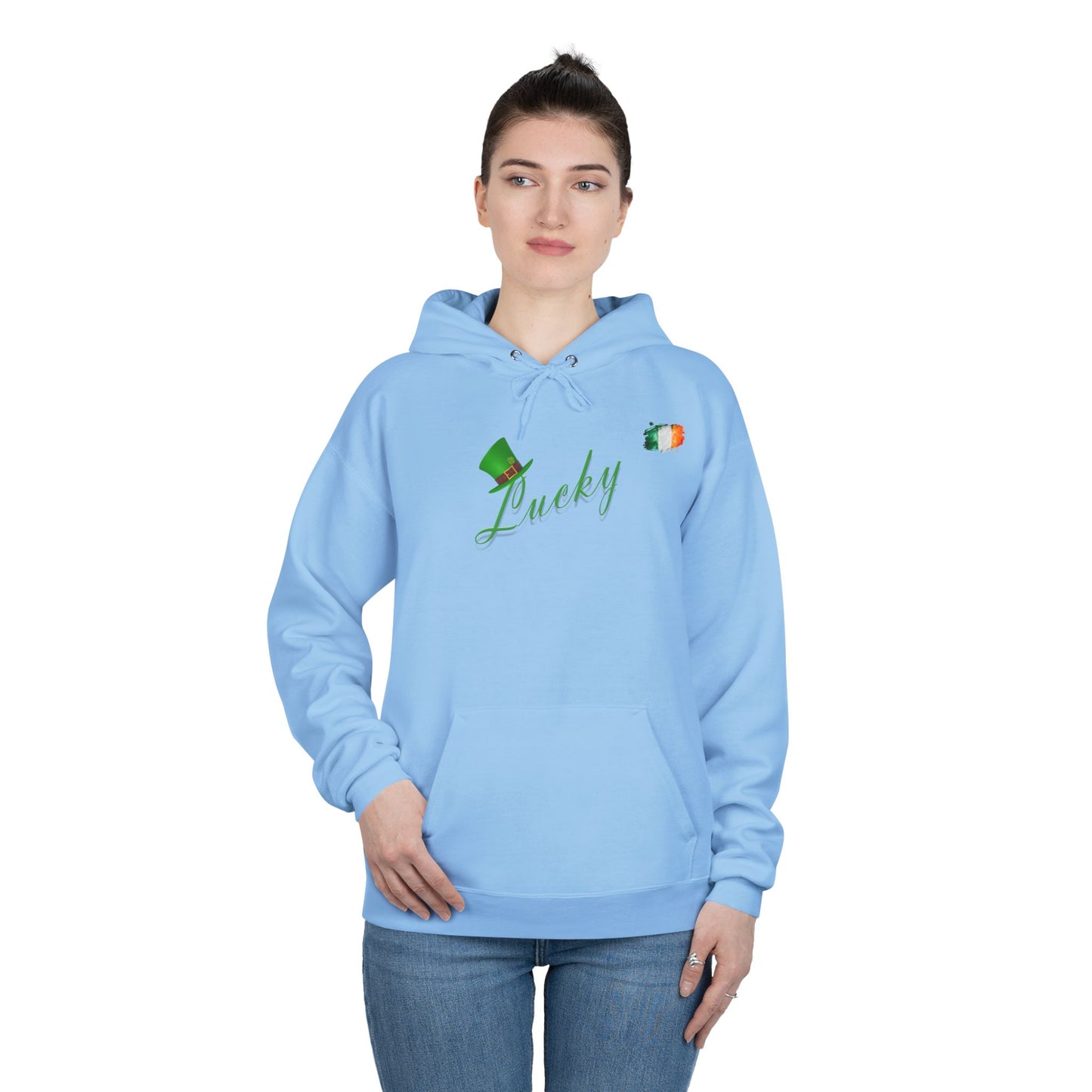 Saint Patrick's Day "Lucky" Ireland Flag Unisex EcoSmartĀ® Pullover Hoodie Sweatshirt
