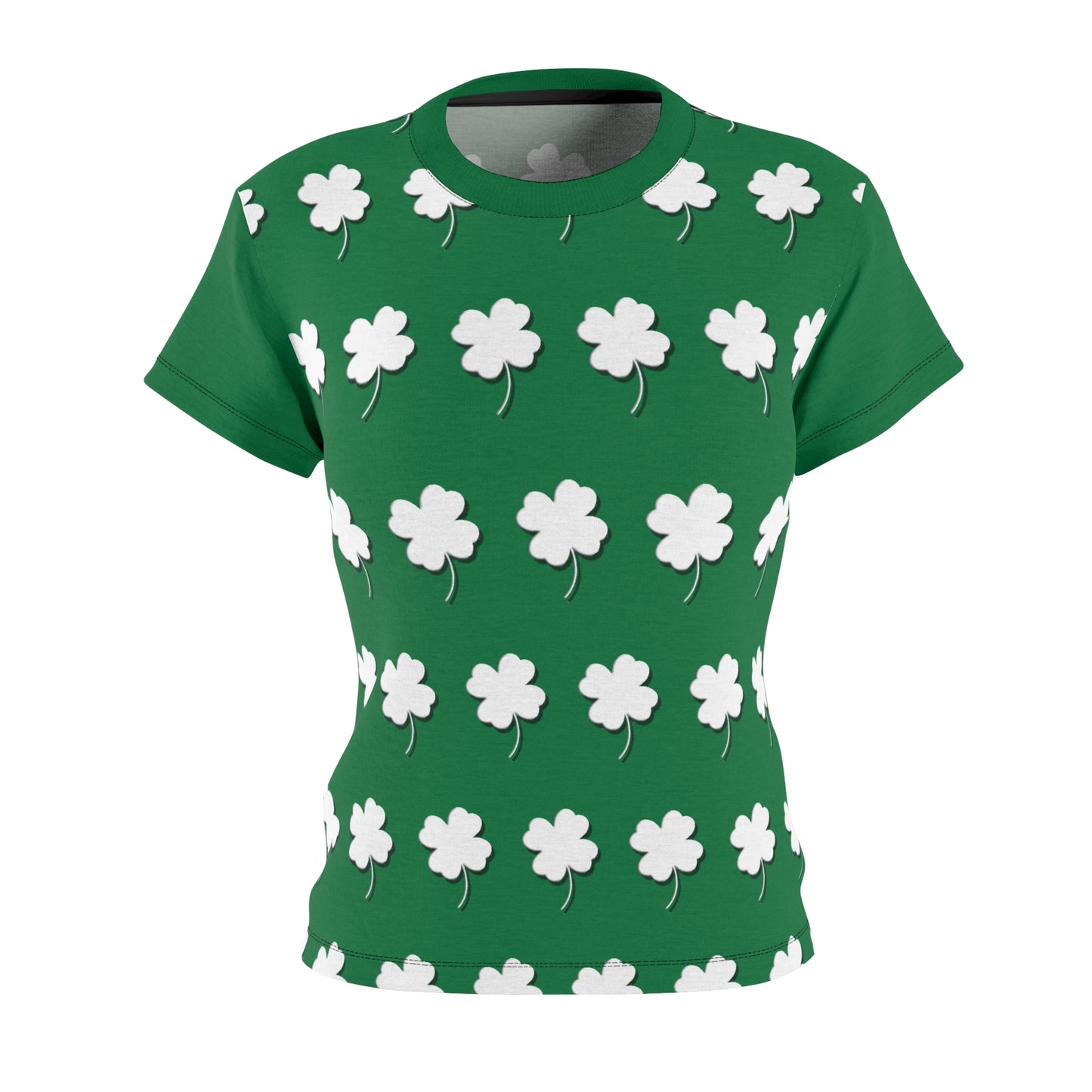 White Clover Green Women's Cut & Sew Tee (AOP)