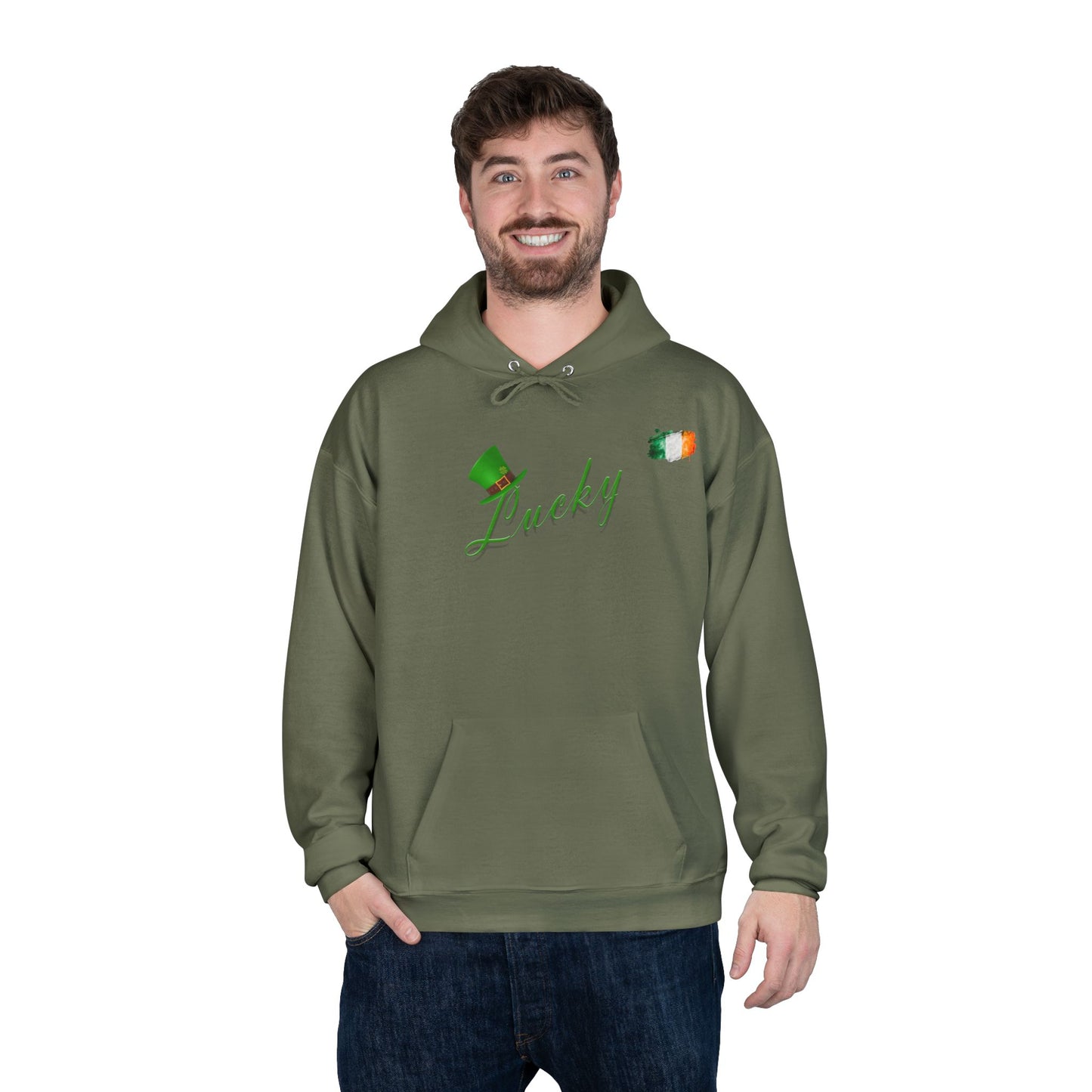 Saint Patrick's Day "Lucky" Ireland Flag Unisex EcoSmartĀ® Pullover Hoodie Sweatshirt