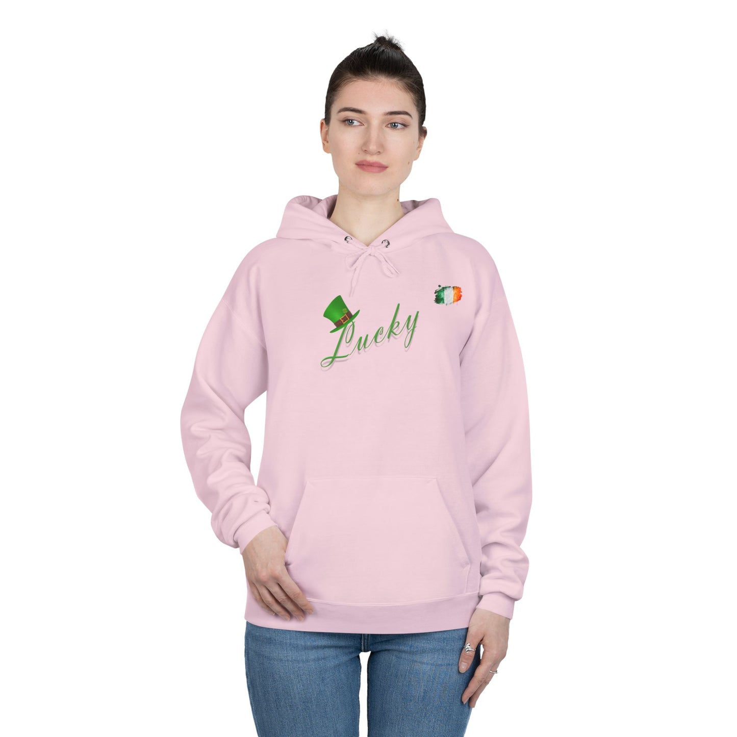 Saint Patrick's Day "Lucky" Ireland Flag Unisex EcoSmartĀ® Pullover Hoodie Sweatshirt