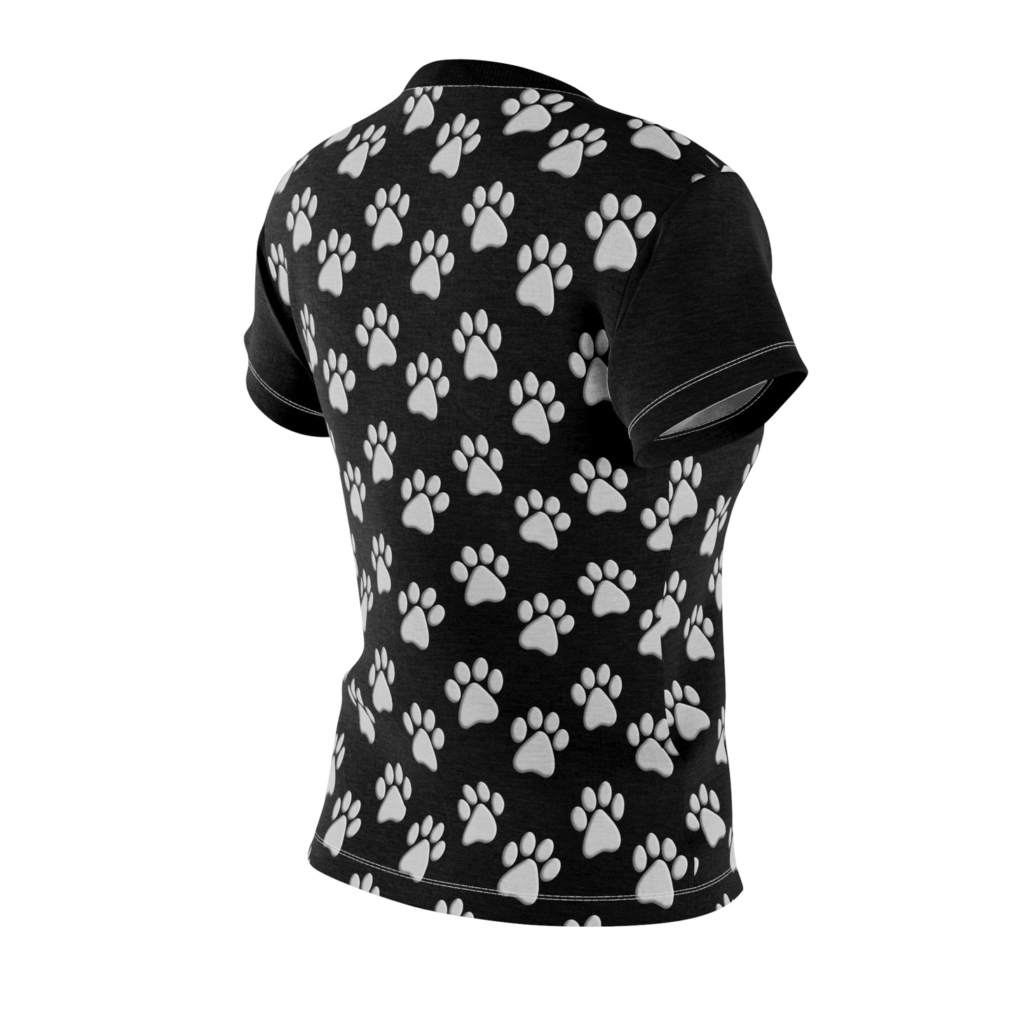 Silver Dog Paw Black Women's Cut & Sew Tee (AOP)
