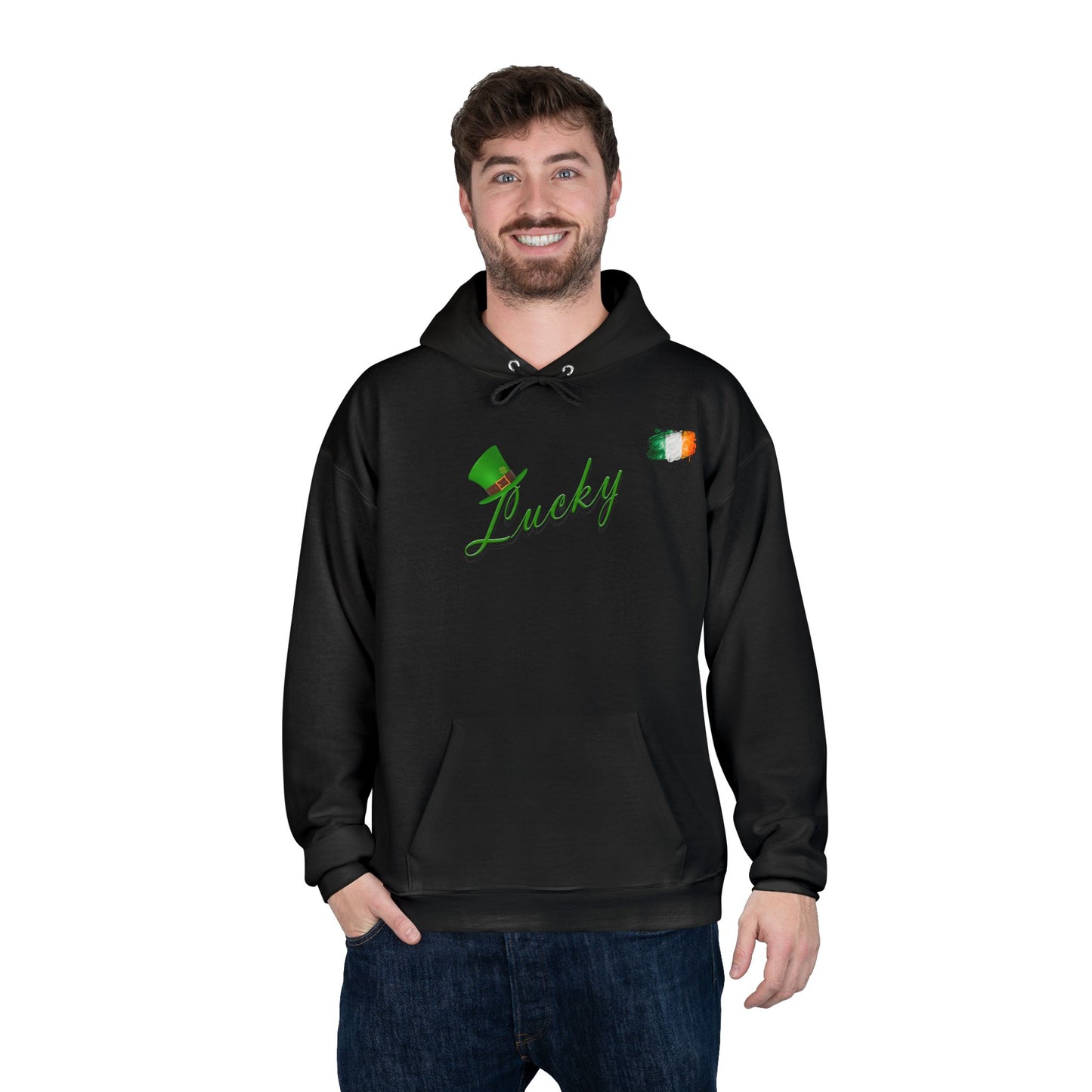 Saint Patrick's Day "Lucky" Ireland Flag Unisex EcoSmartĀ® Pullover Hoodie Sweatshirt