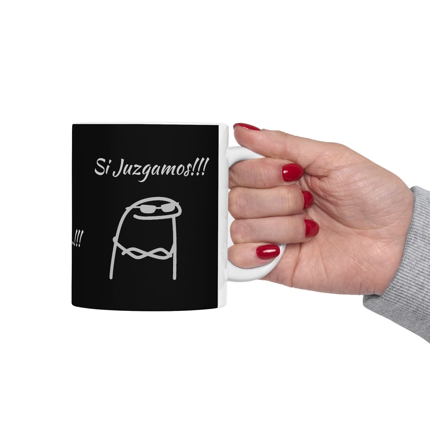 Black Ceramic Coffee Mug, (11oz, 15oz) "Escuchamos pero NO Juzgamos" Flork