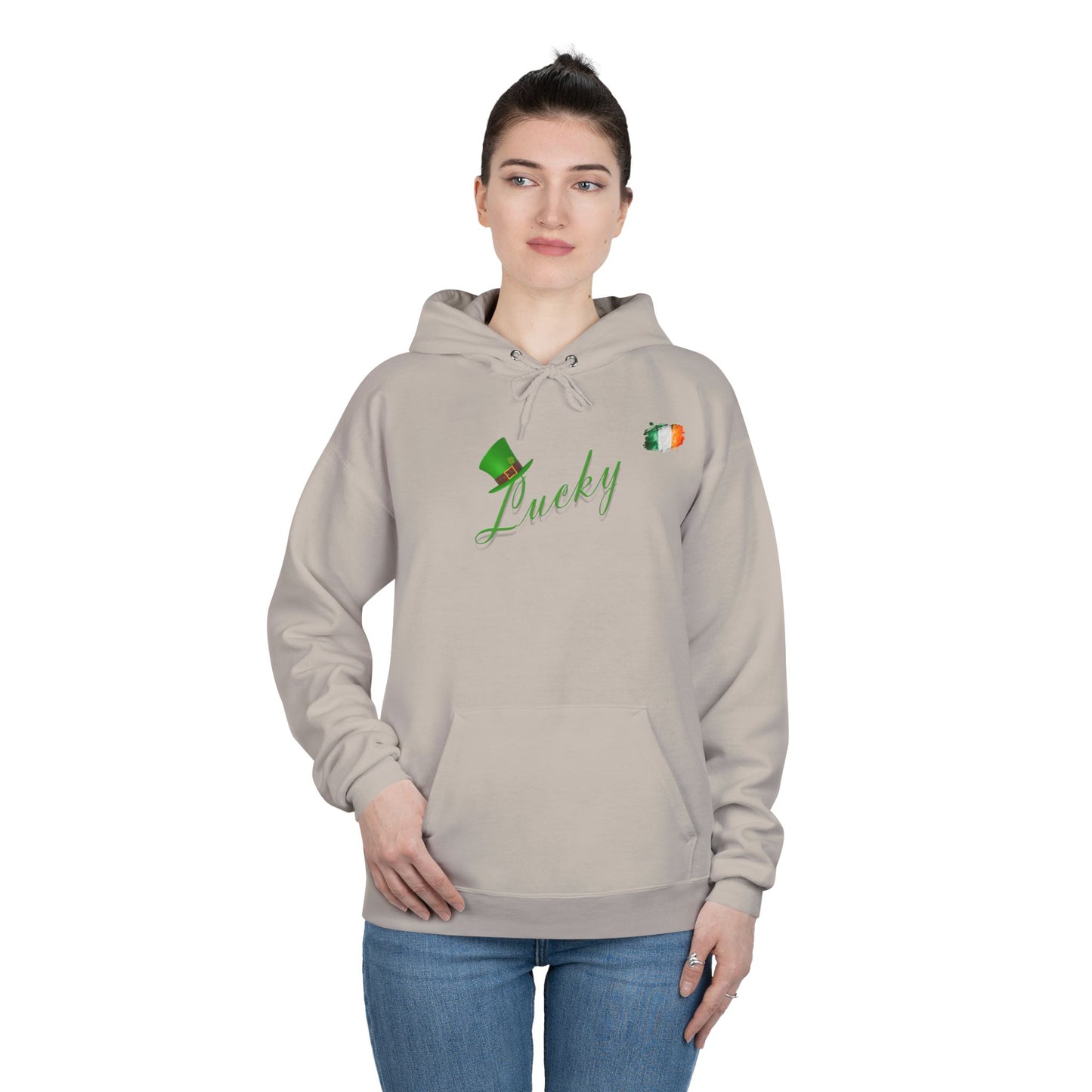 Saint Patrick's Day "Lucky" Ireland Flag Unisex EcoSmartĀ® Pullover Hoodie Sweatshirt
