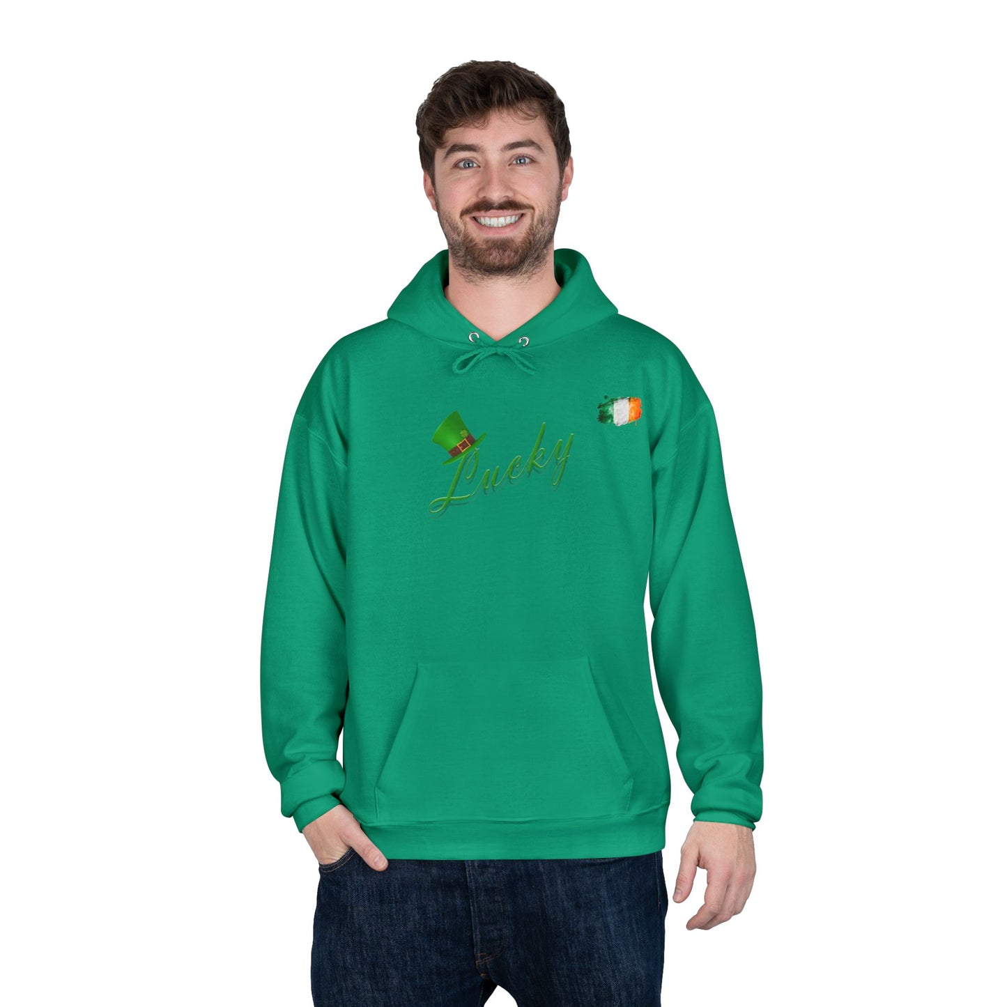 Saint Patrick's Day "Lucky" Ireland Flag Unisex EcoSmartĀ® Pullover Hoodie Sweatshirt