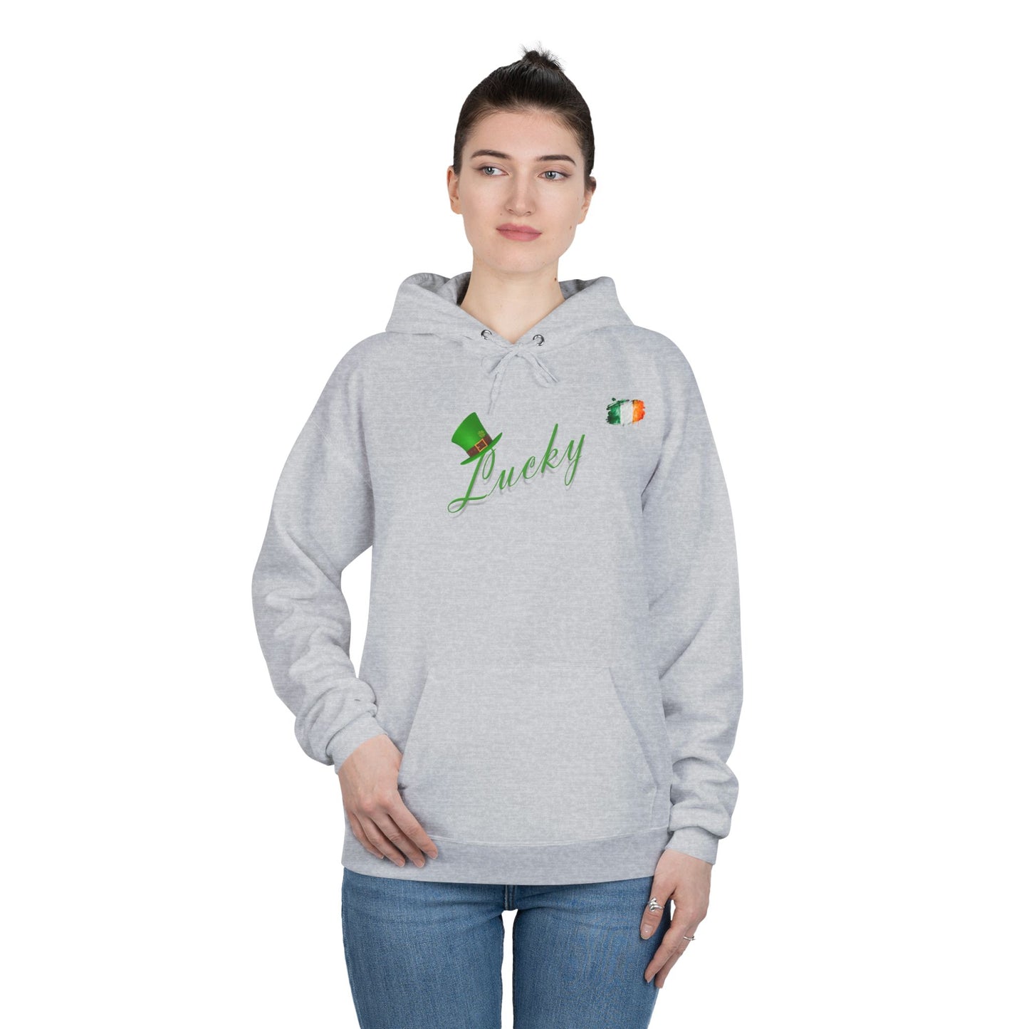 Saint Patrick's Day "Lucky" Ireland Flag Unisex EcoSmartĀ® Pullover Hoodie Sweatshirt