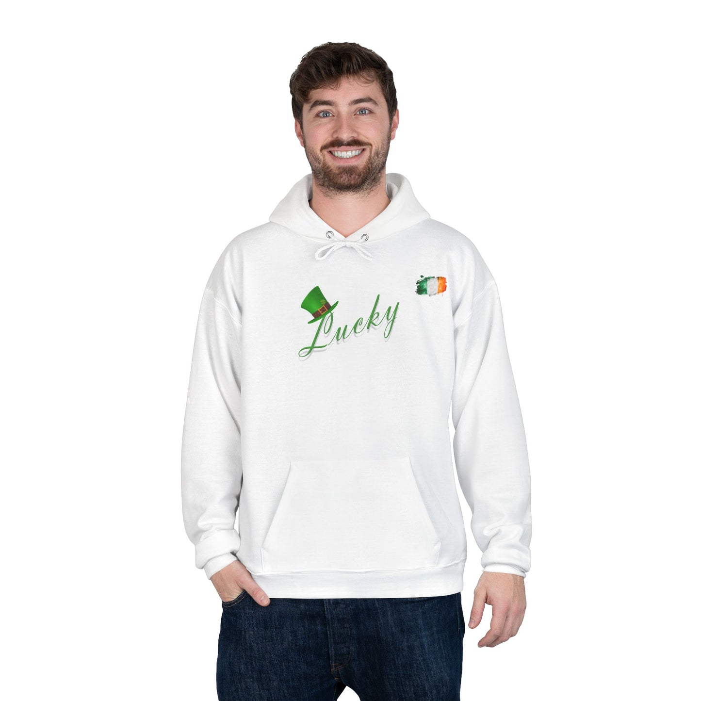 Saint Patrick's Day "Lucky" Ireland Flag Unisex EcoSmartĀ® Pullover Hoodie Sweatshirt
