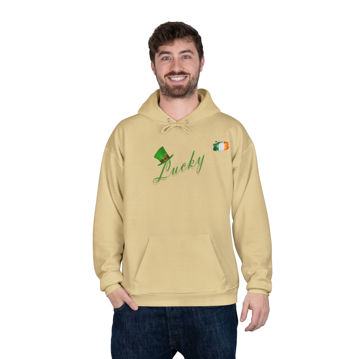 Saint Patrick's Day "Lucky" Ireland Flag Unisex EcoSmartĀ® Pullover Hoodie Sweatshirt