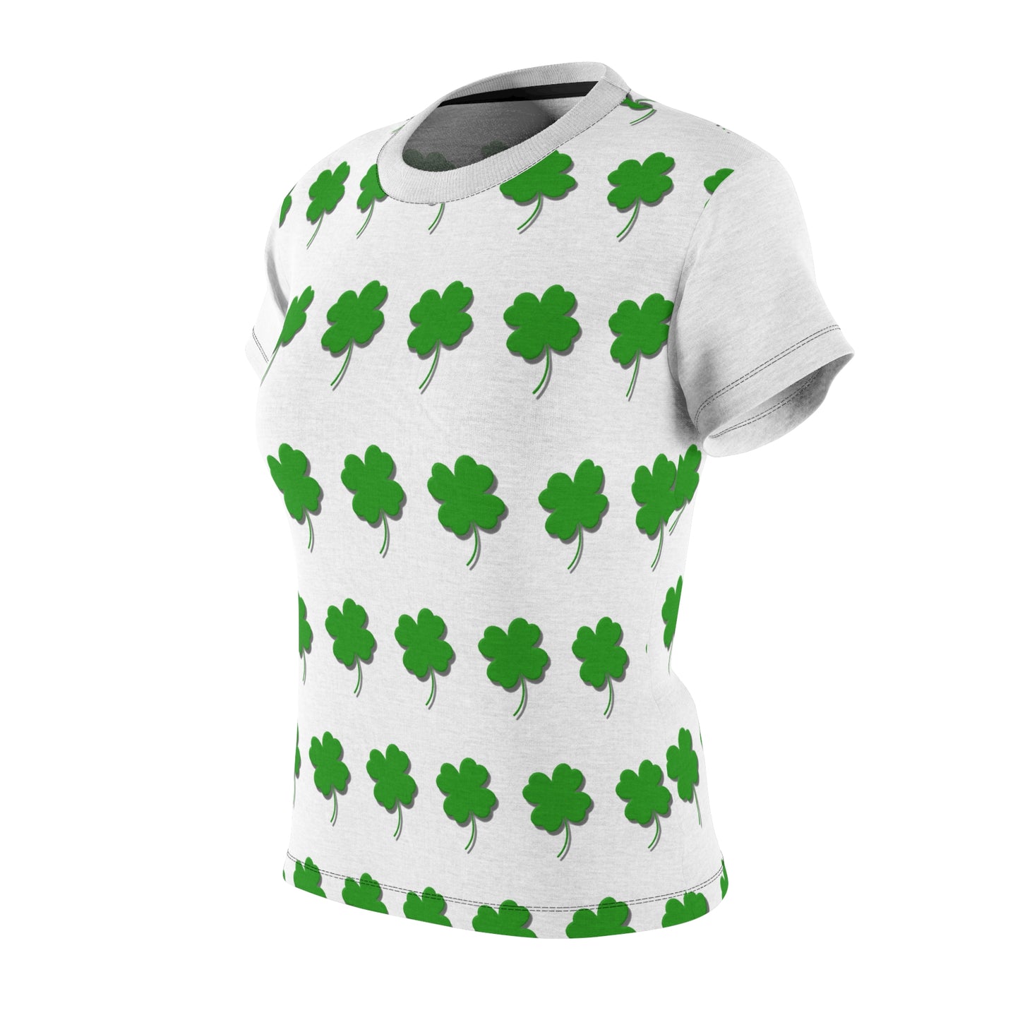 Green Clover White Women's Cut & Sew Tee (AOP)