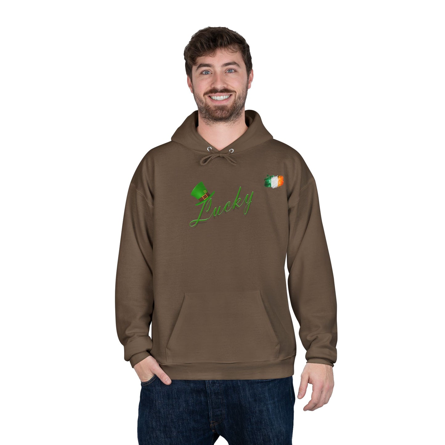Saint Patrick's Day "Lucky" Ireland Flag Unisex EcoSmartĀ® Pullover Hoodie Sweatshirt