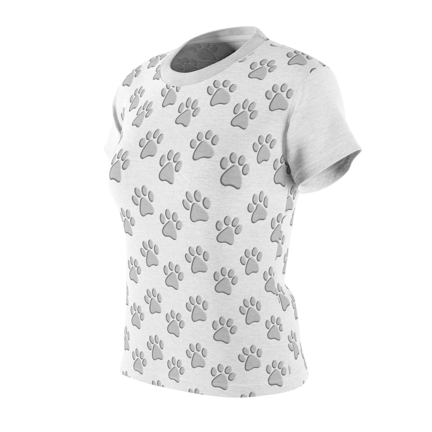 Silver Dog Paw White Women's Cut & Sew Tee (AOP)