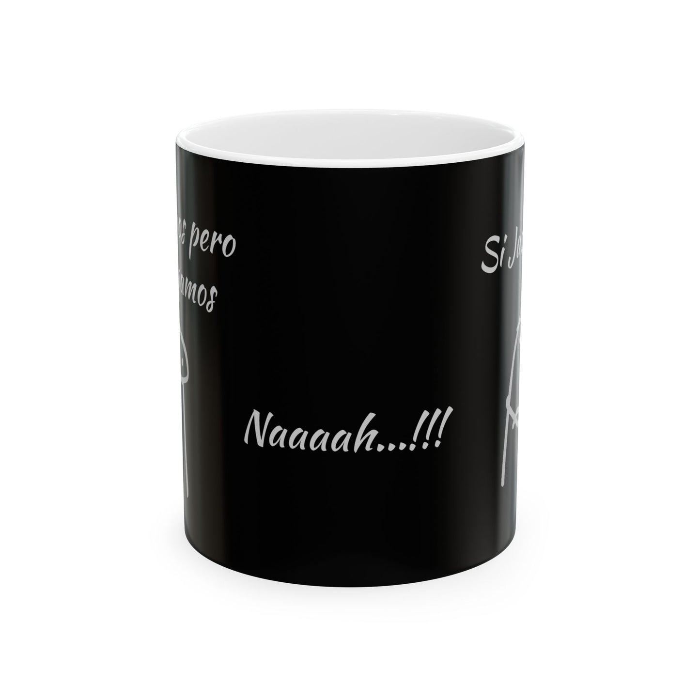 Black Ceramic Coffee Mug, (11oz, 15oz) "Escuchamos pero NO Juzgamos" Flork