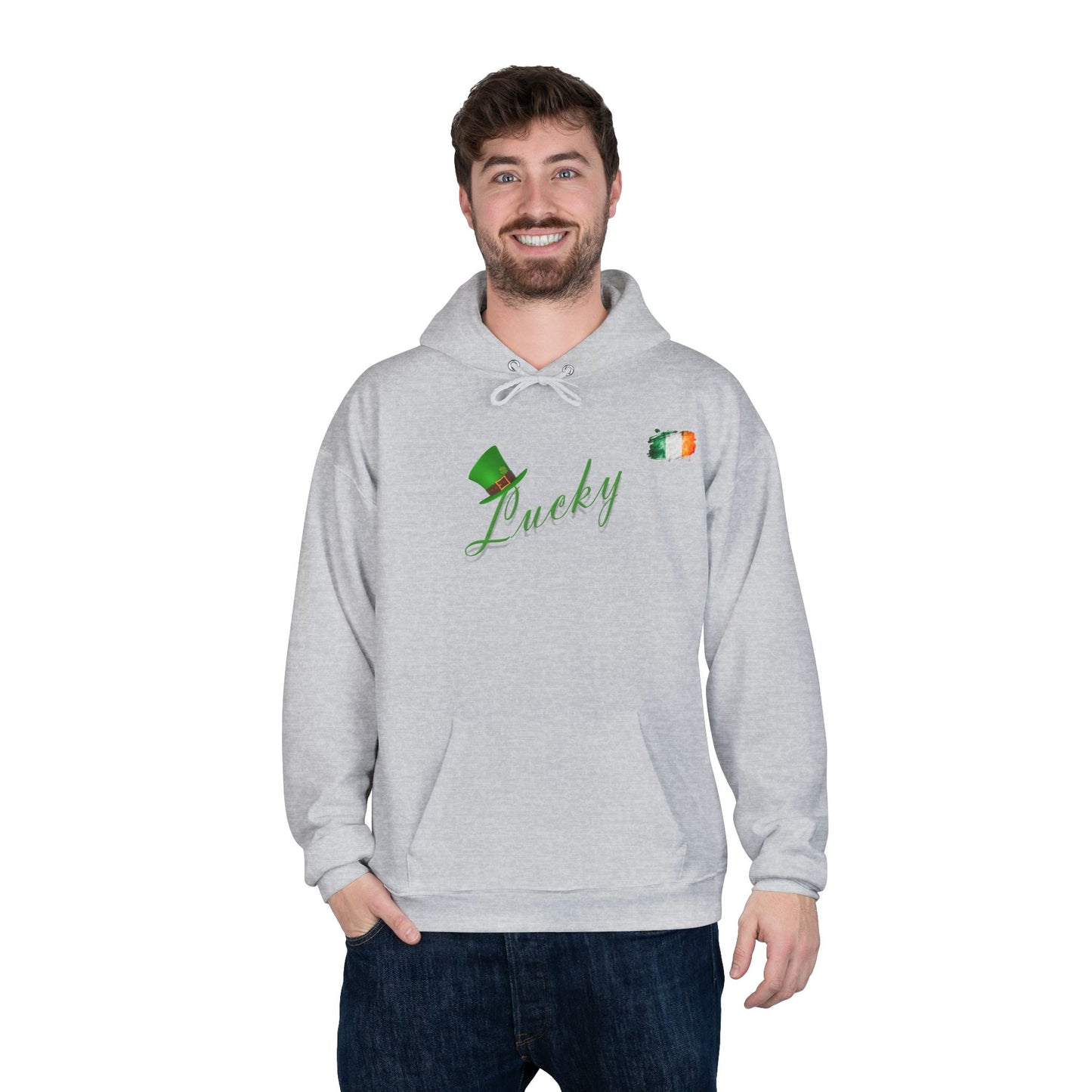 Saint Patrick's Day "Lucky" Ireland Flag Unisex EcoSmartĀ® Pullover Hoodie Sweatshirt