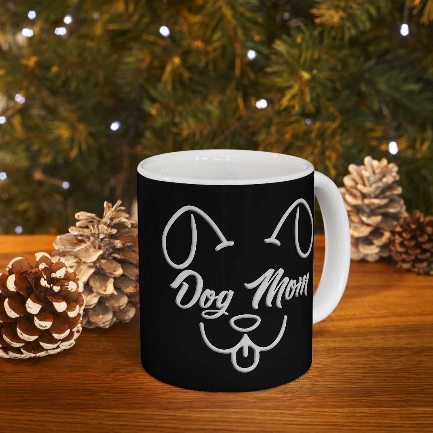 Dog Mom - Black Ceramic Coffee Mug - Stylish & Durable (11oz, 15oz)