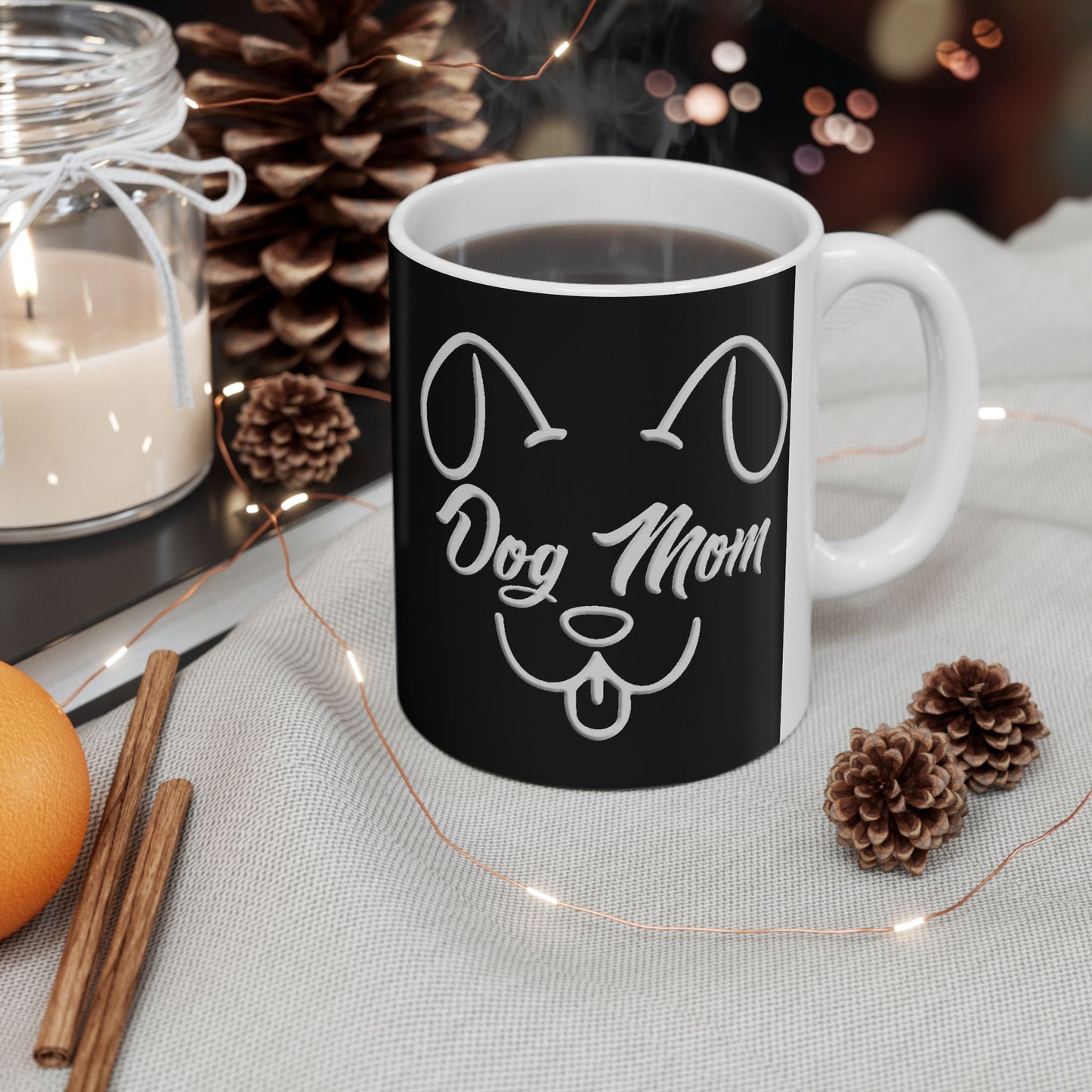 Dog Mom - Black Ceramic Coffee Mug - Stylish & Durable (11oz, 15oz)