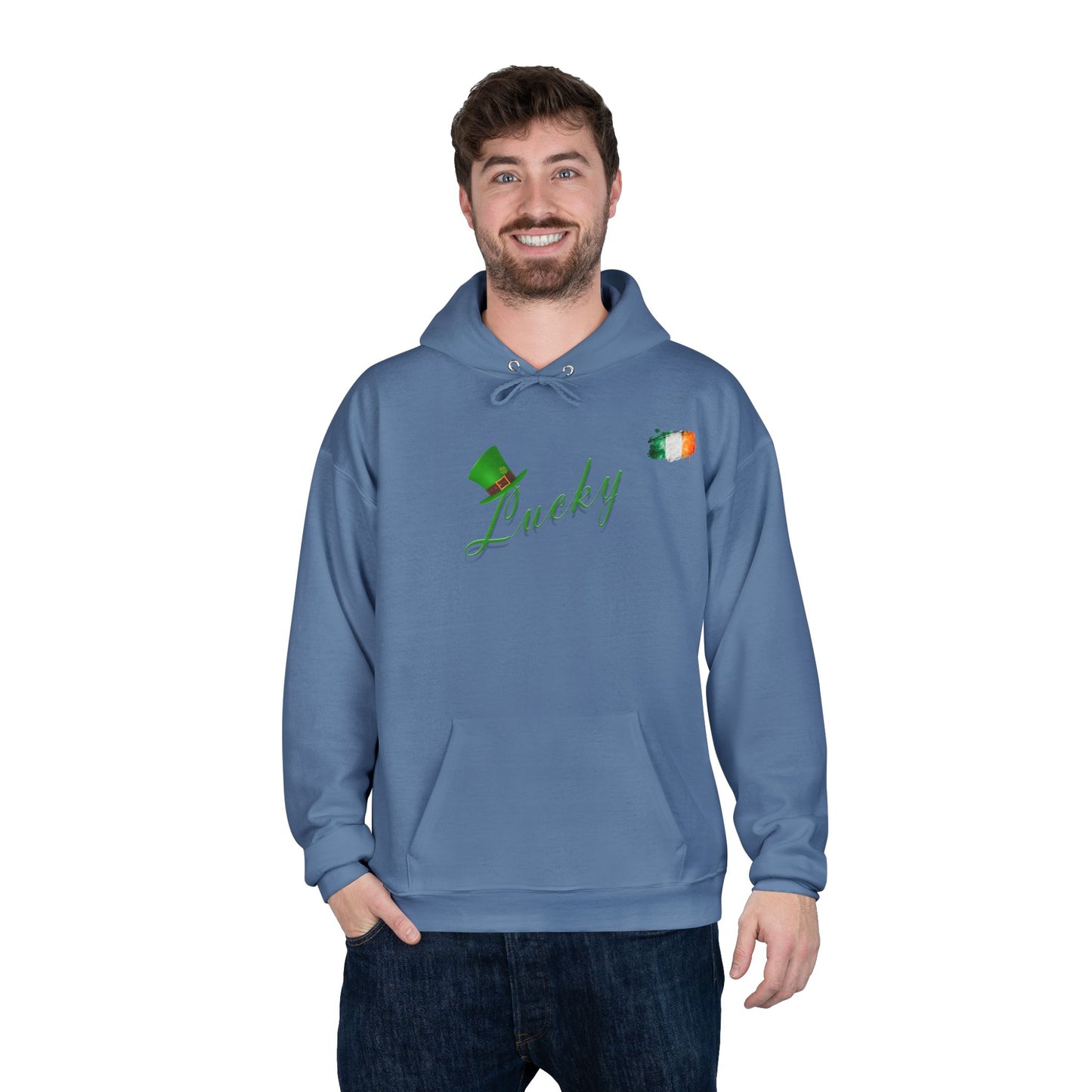 Saint Patrick's Day "Lucky" Ireland Flag Unisex EcoSmartĀ® Pullover Hoodie Sweatshirt