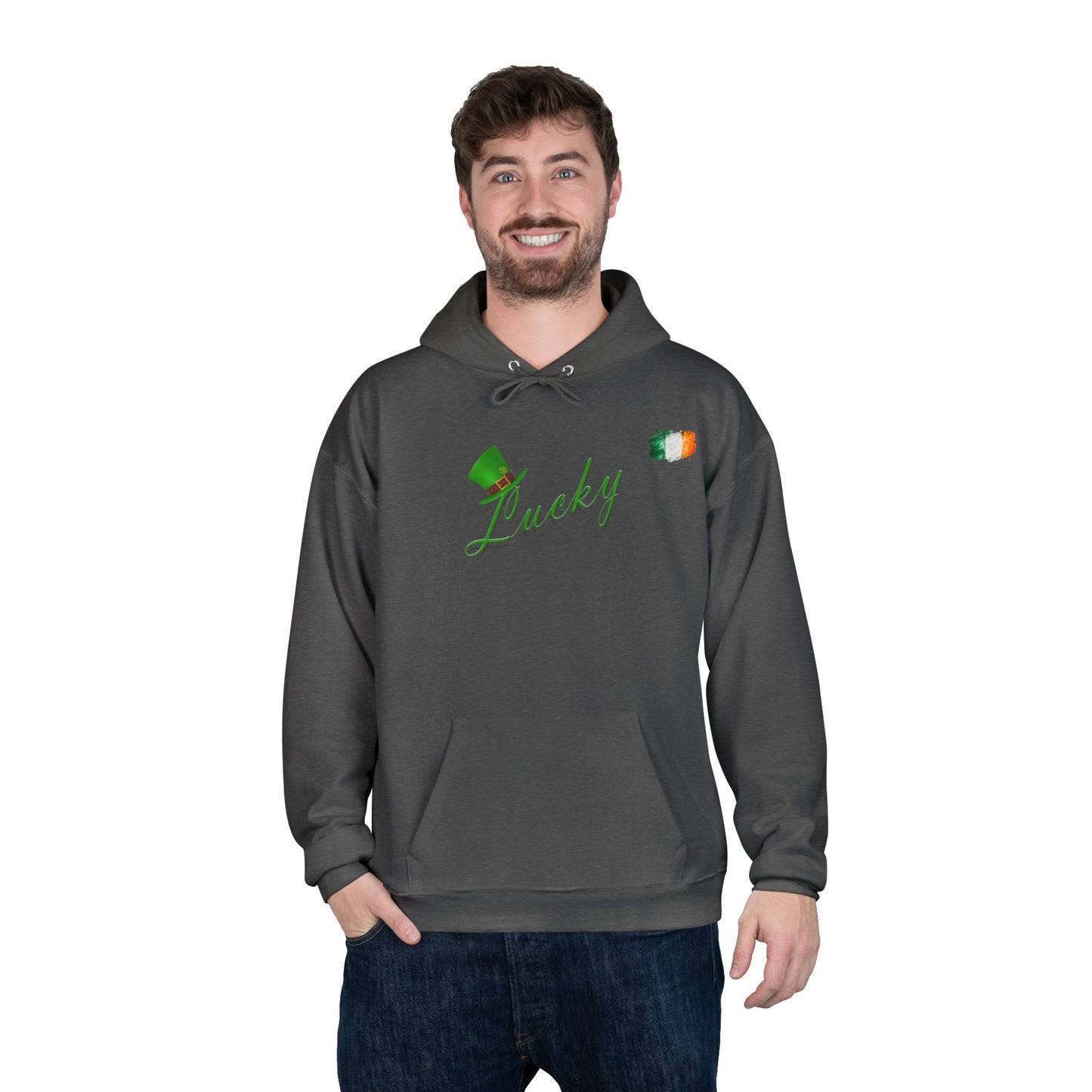 Saint Patrick's Day "Lucky" Ireland Flag Unisex EcoSmartĀ® Pullover Hoodie Sweatshirt