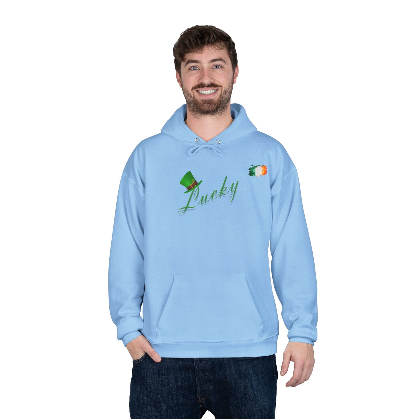 Saint Patrick's Day "Lucky" Ireland Flag Unisex EcoSmartĀ® Pullover Hoodie Sweatshirt