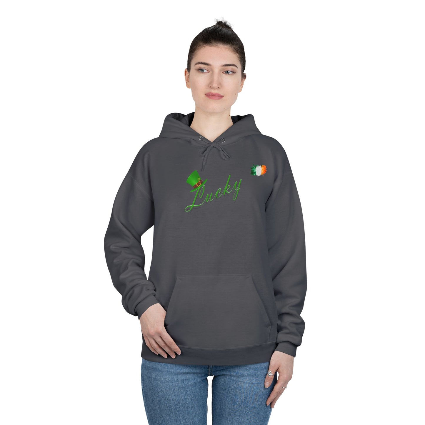 Saint Patrick's Day "Lucky" Ireland Flag Unisex EcoSmartĀ® Pullover Hoodie Sweatshirt