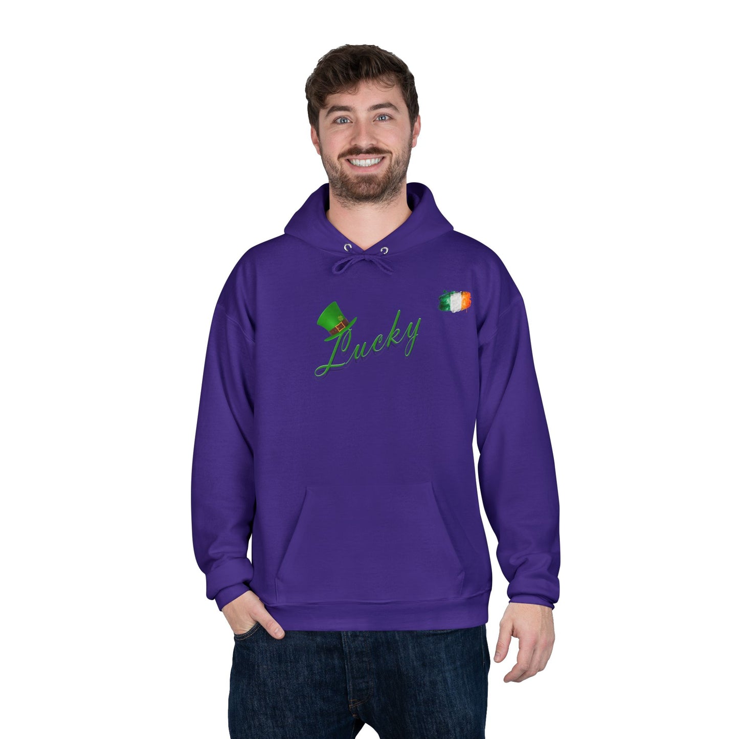 Saint Patrick's Day "Lucky" Ireland Flag Unisex EcoSmartĀ® Pullover Hoodie Sweatshirt