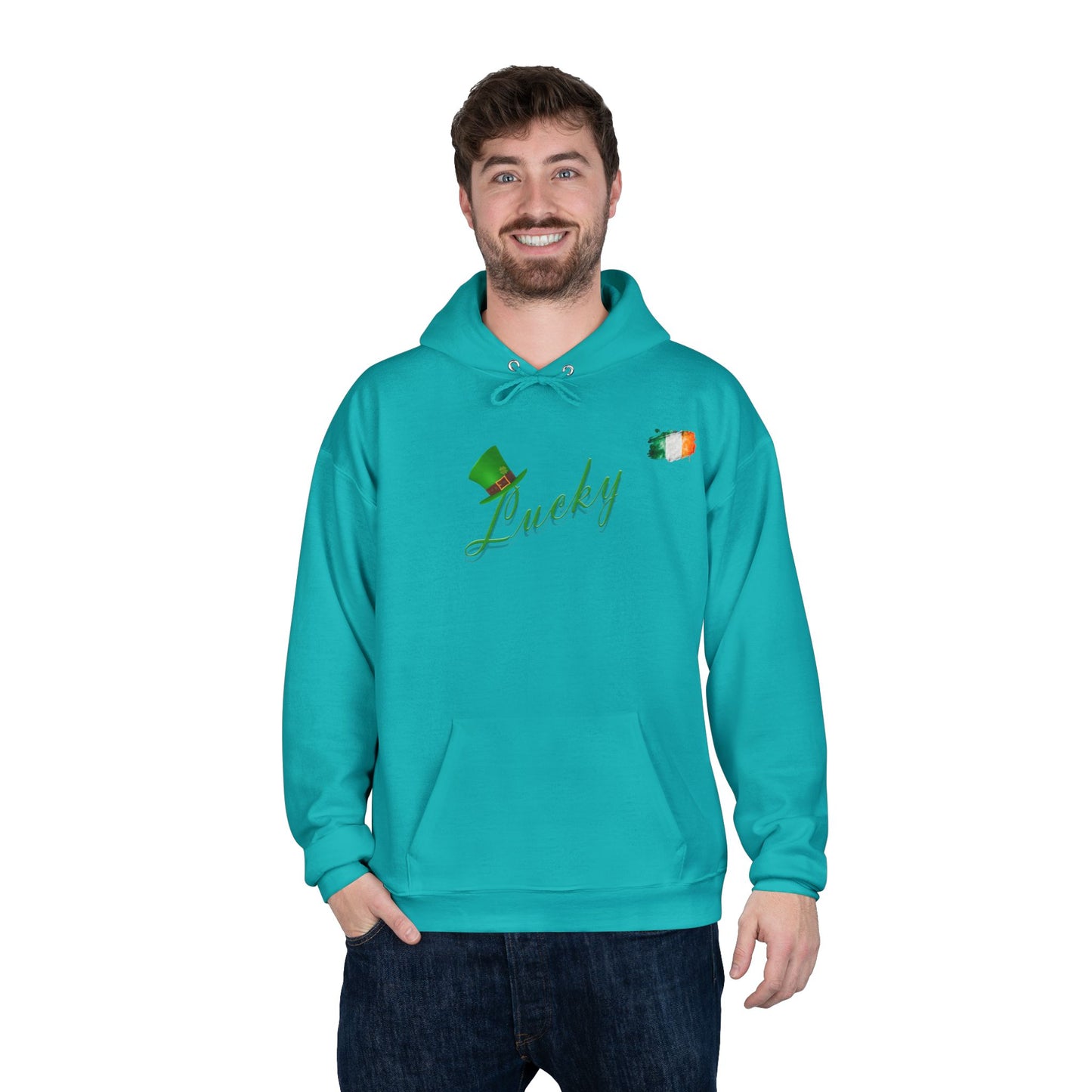 Saint Patrick's Day "Lucky" Ireland Flag Unisex EcoSmartĀ® Pullover Hoodie Sweatshirt