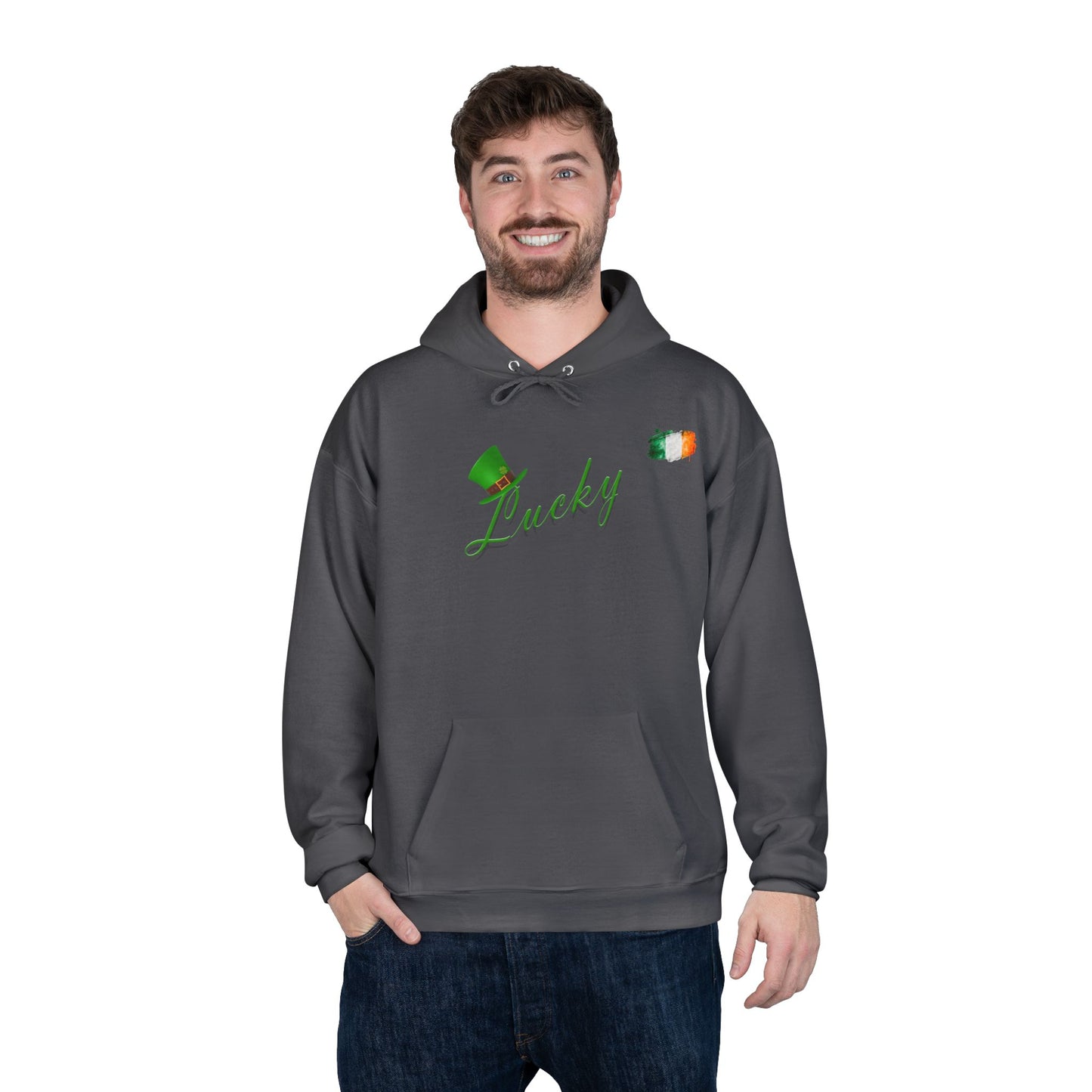 Saint Patrick's Day "Lucky" Ireland Flag Unisex EcoSmartĀ® Pullover Hoodie Sweatshirt