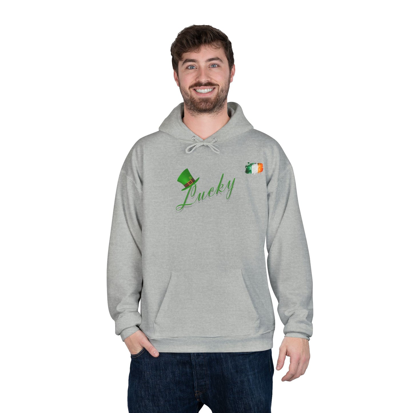 Saint Patrick's Day "Lucky" Ireland Flag Unisex EcoSmartĀ® Pullover Hoodie Sweatshirt