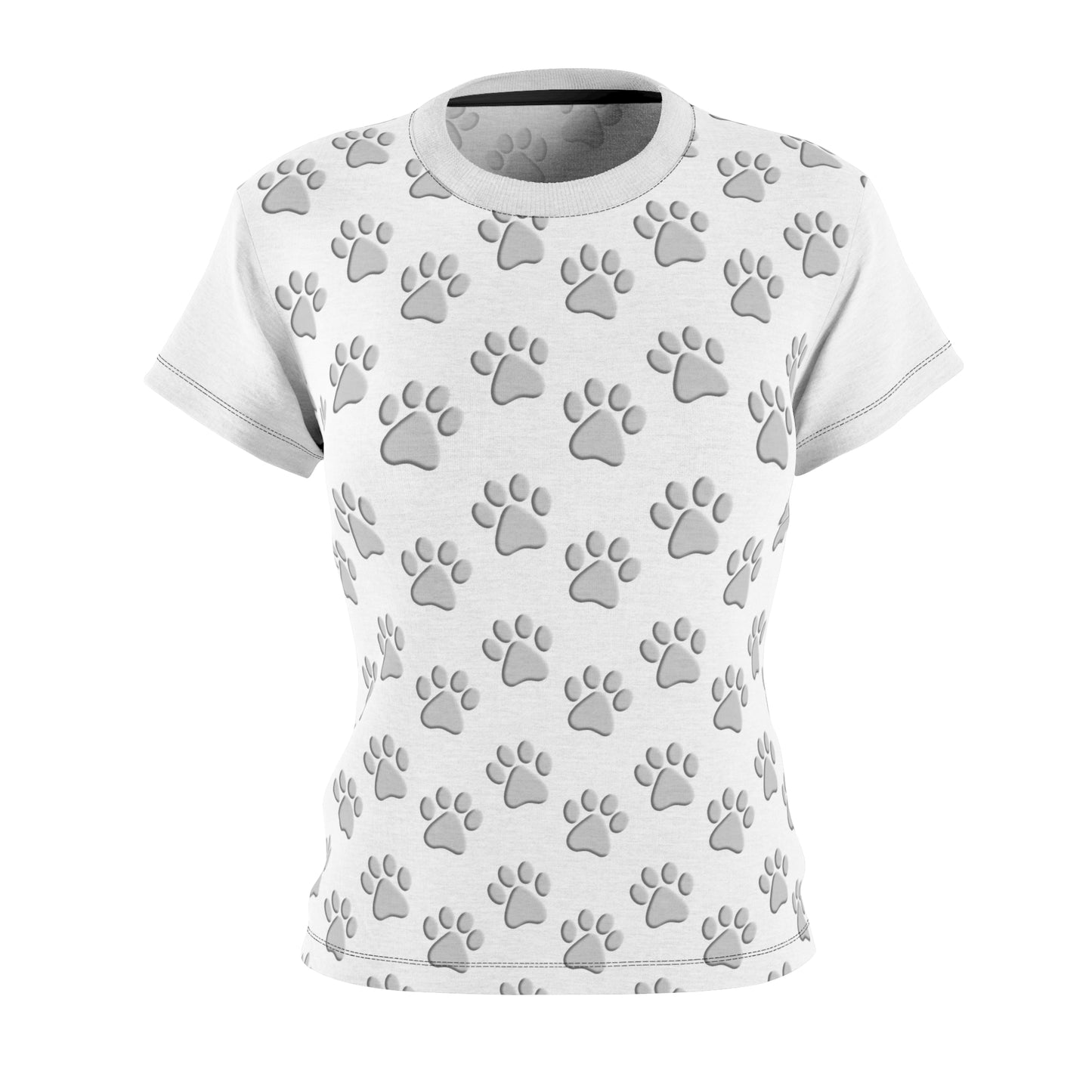 Silver Dog Paw White Women's Cut & Sew Tee (AOP)