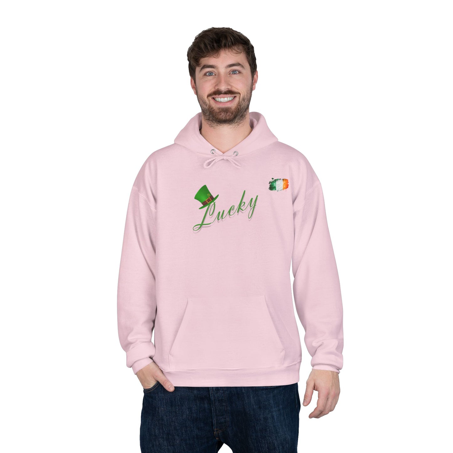 Saint Patrick's Day "Lucky" Ireland Flag Unisex EcoSmart® Pullover Hoodie Sweatshirt