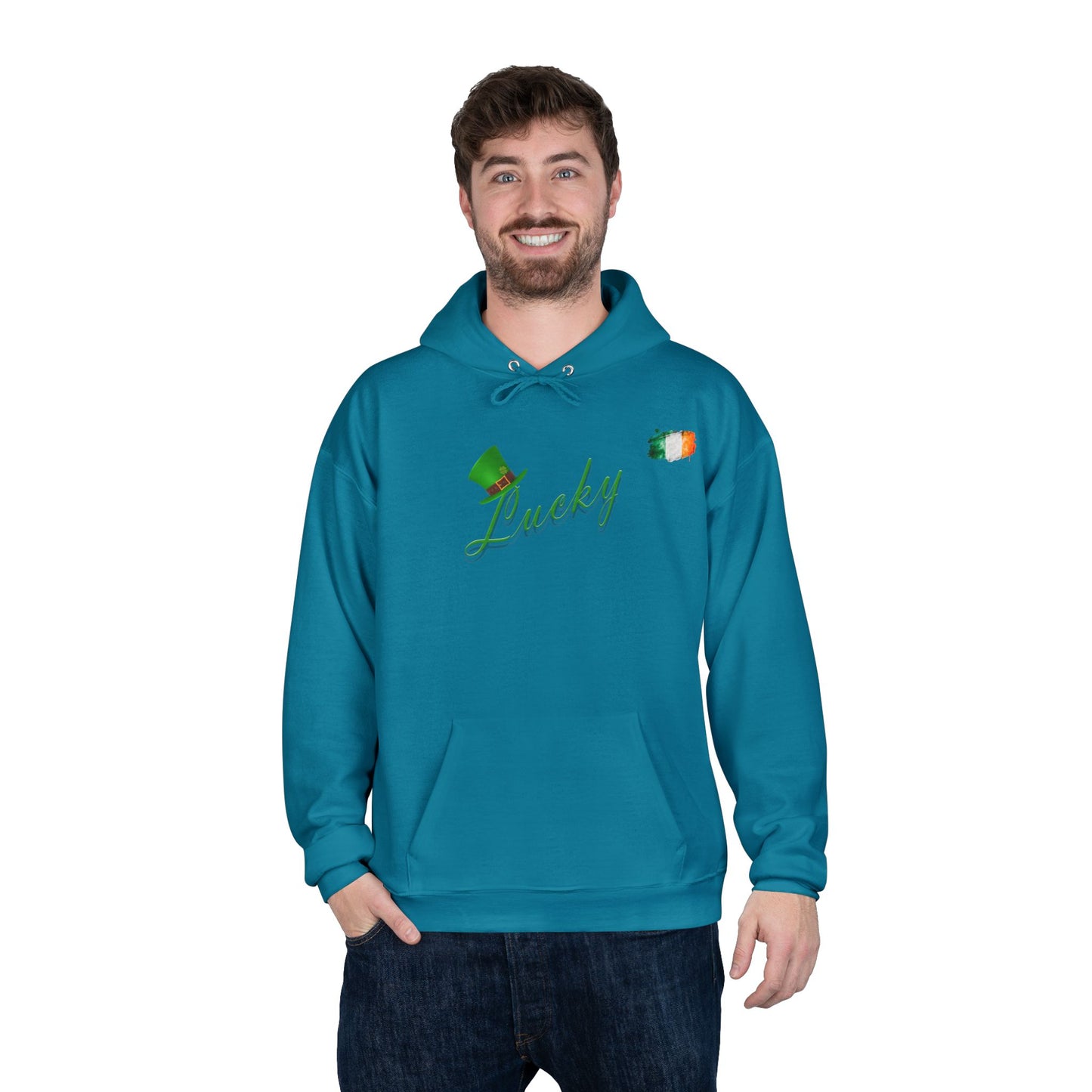 Saint Patrick's Day "Lucky" Ireland Flag Unisex EcoSmart® Pullover Hoodie Sweatshirt