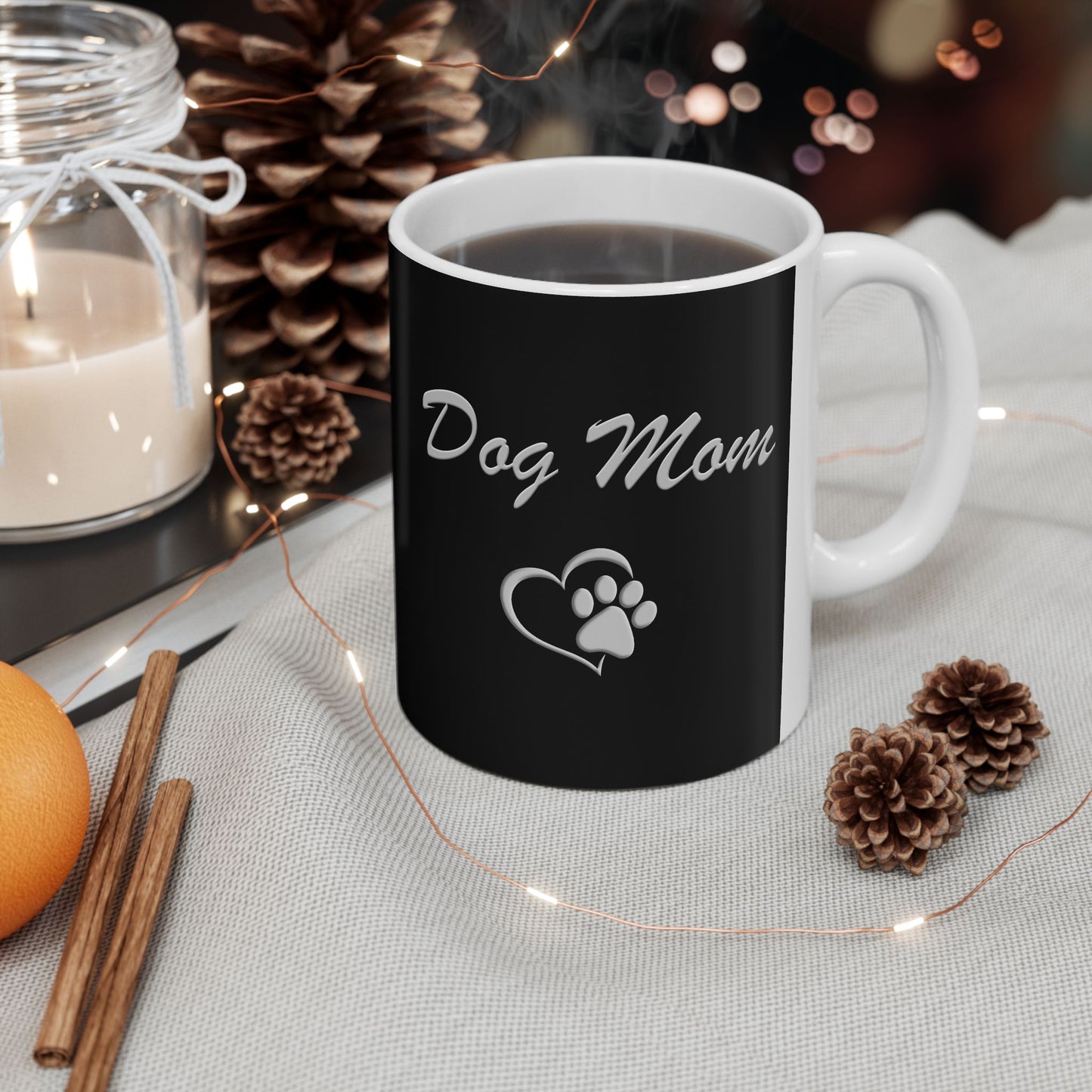 Dog Mom Black Ceramic Coffee Mug Stylish & Durable (11oz, 15oz)