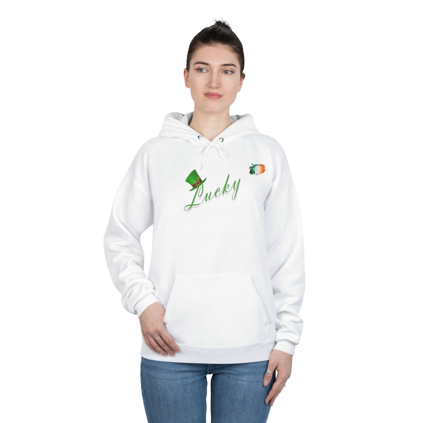 Saint Patrick's Day "Lucky" Ireland Flag Unisex EcoSmart® Pullover Hoodie Sweatshirt