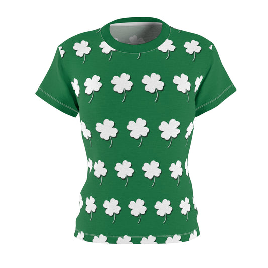 White Clover Green Women's Cut & Sew Tee (AOP)