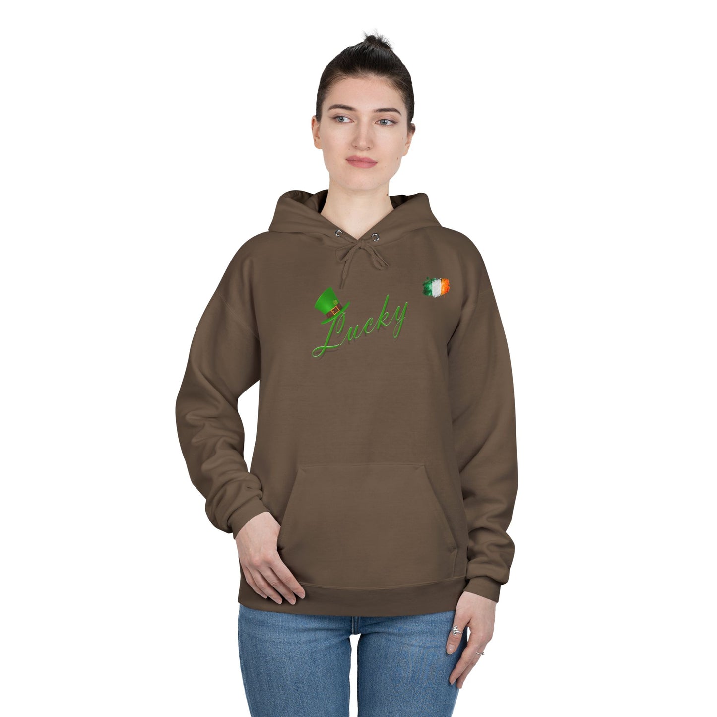 Saint Patrick's Day "Lucky" Ireland Flag Unisex EcoSmart® Pullover Hoodie Sweatshirt