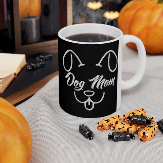 Dog Mom - Black Ceramic Coffee Mug - Stylish & Durable (11oz, 15oz)